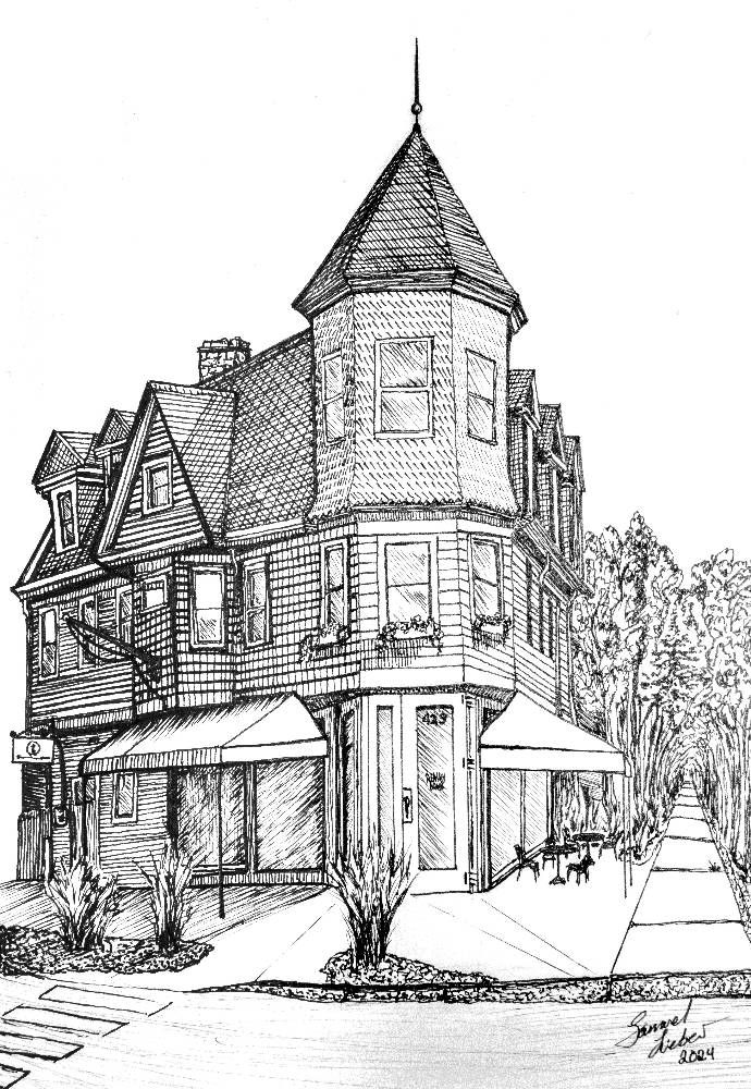 Remedy House. A drawing by Foo Fooss (Samuel J. Lieber).